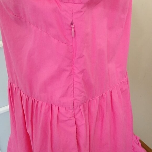 J. Crew Pink Ruffleneck Tiered Cotton 3/4 Sleeve Popover Dress - Picture 10 of 16